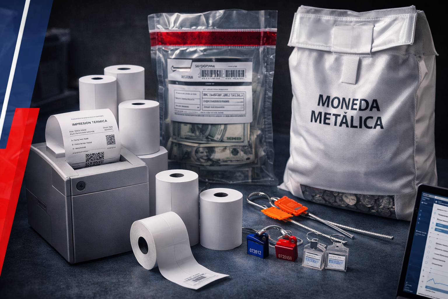 Consumibles — bolsas rojas y precintos